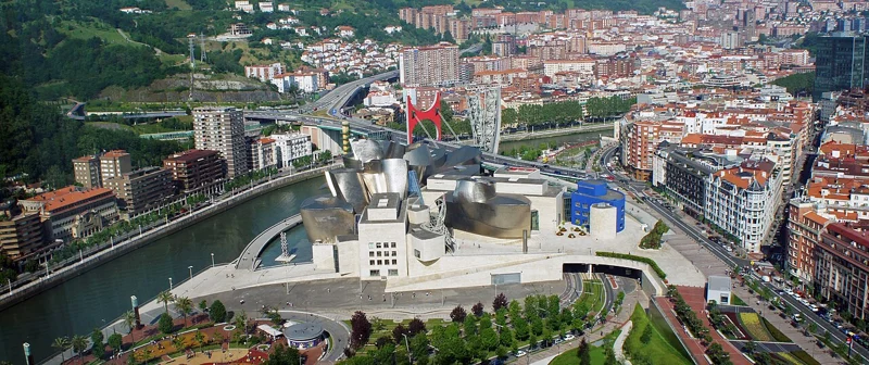 The Guggenheim Museum beside the river in Bilbao