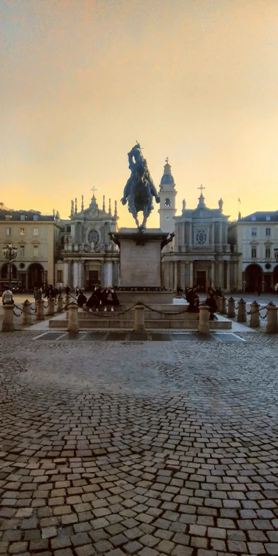 Piazza San Carlo and the surrounding buildings in Turin