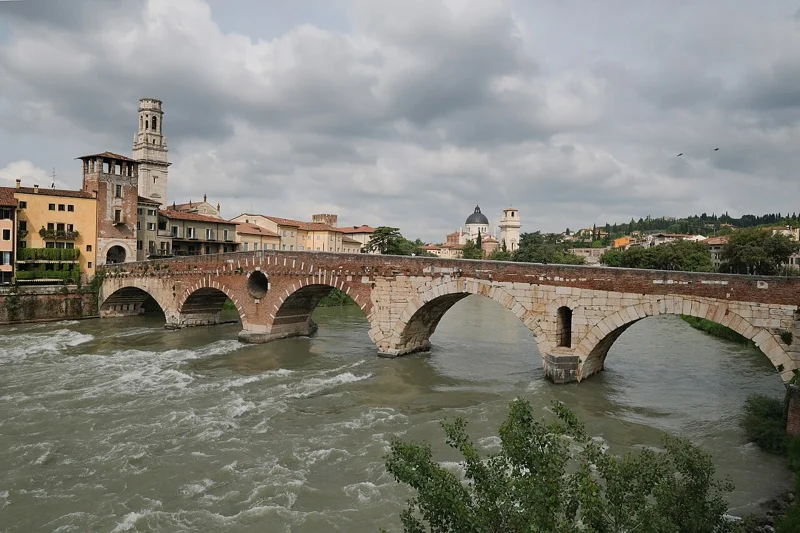 Ponte Pietra crossing the Adige in Verona